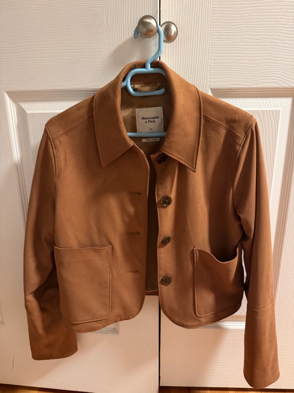 Abercrombie & Fitch Women's Brown Vegan Suede Cropped Jacket
